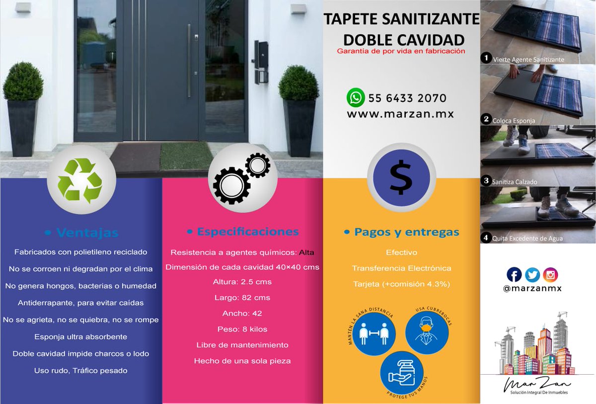 MarzanMX's tweet photo. Listos para Desinfectar/Sanitizar y entregar tapetes sanitizantes en agencia automotriz
#Covid_19 #sanitizer #limpieza #salud #virus #FelizMiercoles #quedateencasa #hechoenmexico #consumelocal #servicio #Mexico #marzanmx https://t.co/cLws8Uyjit