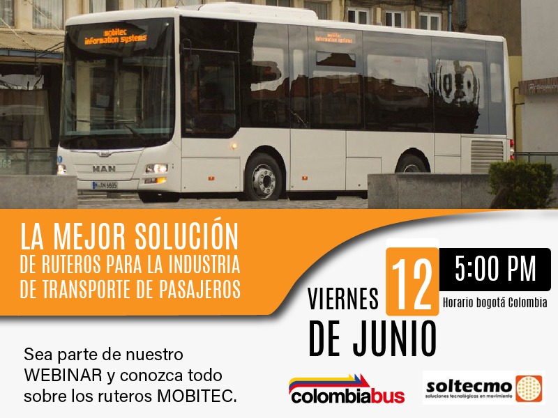 latinobus's tweet photo. No olviden nuestro Webinar que tenemos preparado sobre los ruteros #Mobitec una marca @luminator_ , líder mundial en tecnología de información para transporte público, junto a #Soltecmo, su representante en Colombia. Nos vemos el 12 de junio, a las 5PM por nuestro #FacebookLive https://t.co/Ofq5UzMT8W