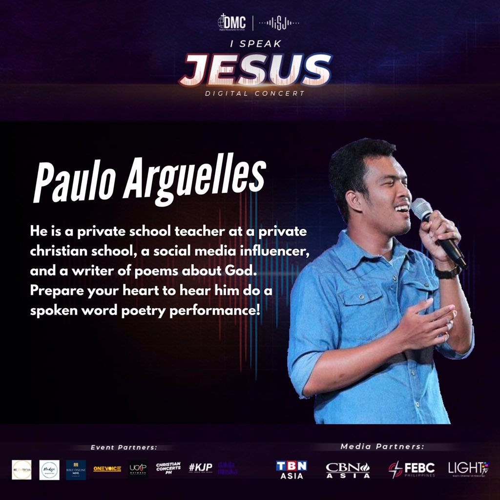 _helloosunshine's tweet photo. Get to know our spoken poetry artists for #iSpeakJesus Digital Worship Concert!
Paulo Arguelles and Hanna Grace Mayor are excited to join us this Friday, June 12, 5PM to 7PM at Digital Missionaries for Christ Movement Facebook Page!
#iSpeakJesus
#DigitalMissionariesforChrist https://t.co/nLv6XDNLbi