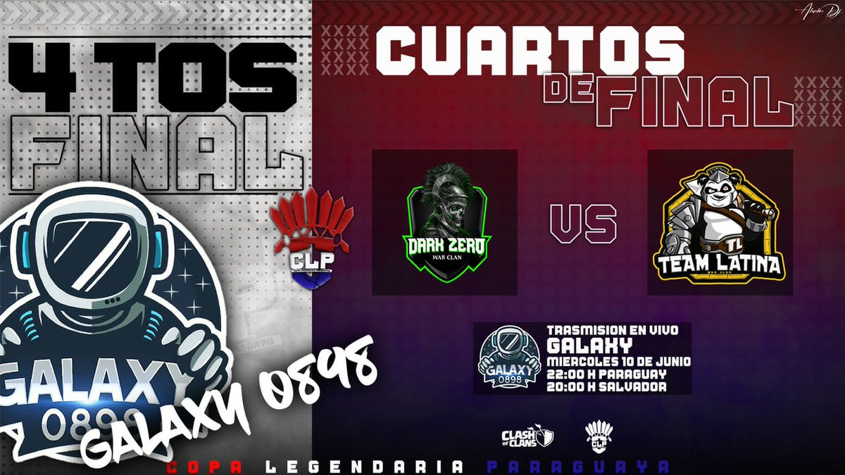 Tenemos a 2 grandes clanes peleando su pase a la semifinal de la CLP 🇵🇾 💣 :

<a href="/ZeroFamily05/">Dark Zero War Clan</a> vs <a href="/TeamLatina1/">†㉫A๓ しA†ÏǸA🐾</a>

En unos minutos inicia la transmisión de esta guerra en el canal de @galaxy0898 💪🏻🔥

No se lo pierdan!