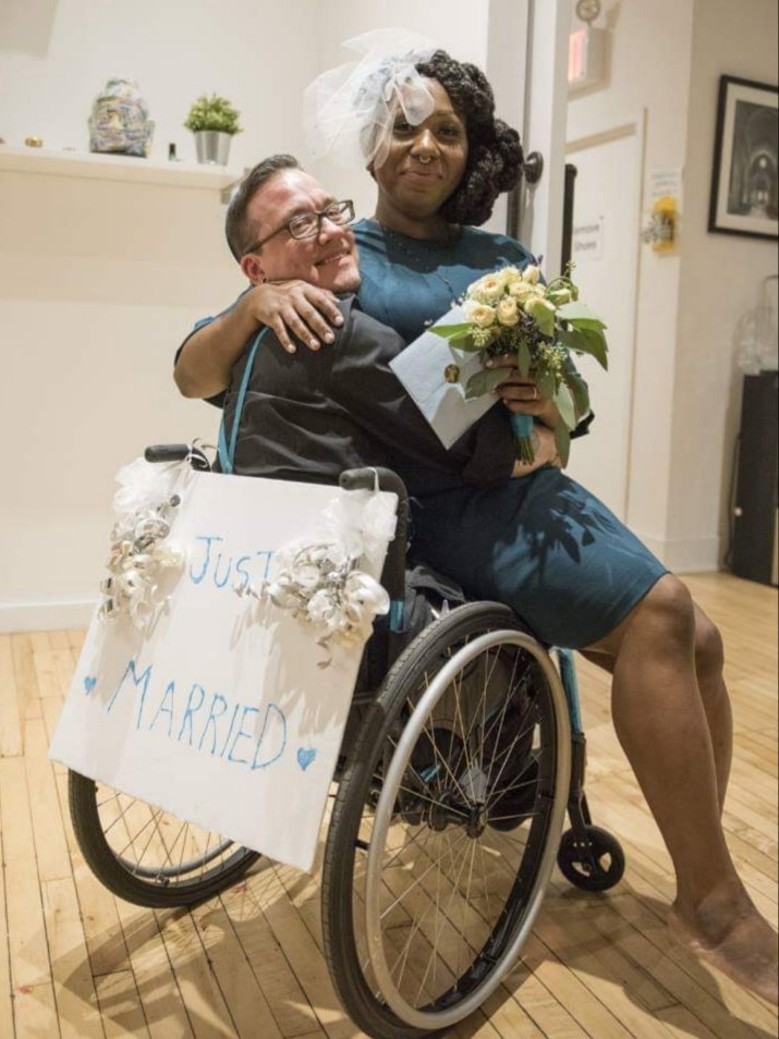 In our marriage (between two multiply disabled people), we support each other, we care for each other, we help each other, and we understand each other in a way people who haven't lived our struggles can't. #DisabledLoveIsBeautiful