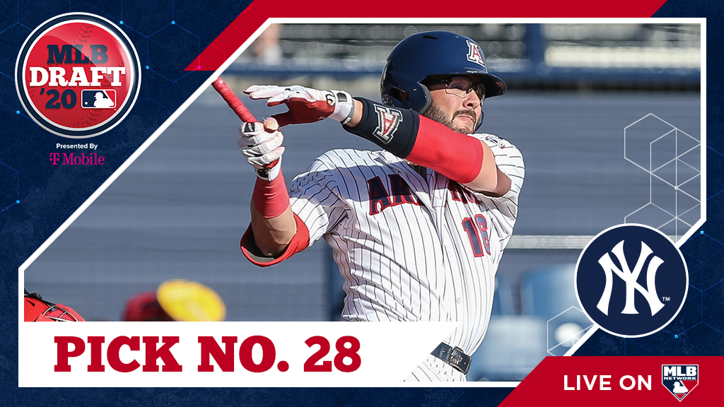 With the 28th overall pick of the 2020 #MLBDraft, the #Yankees select @ArizonaBaseball catcher Austin Wells, No. 27 on the Top 200 Draft Prospects list: atmlb.com/37eIqAu Watch live: atmlb.com/2BE9EF5