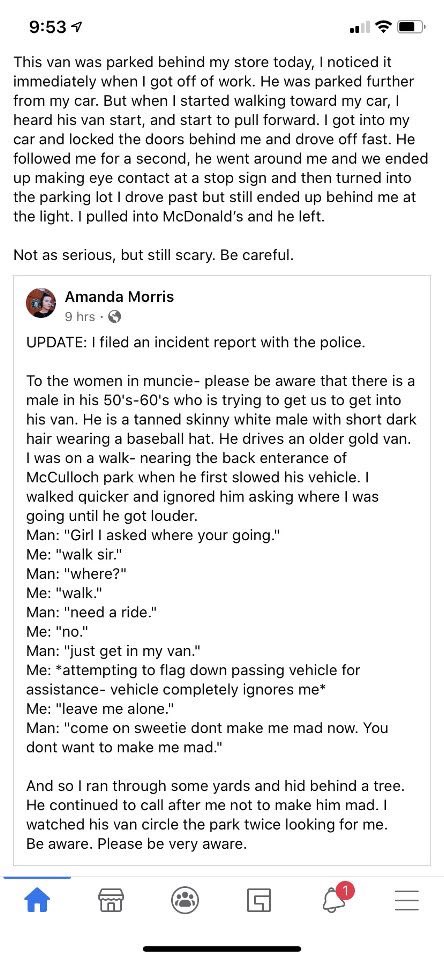 jayleimosting's tweet photo. Girls in Muncie!!!! Pls be careful!! I saw this shared on Facebook! https://t.co/MM7CG5Yv42