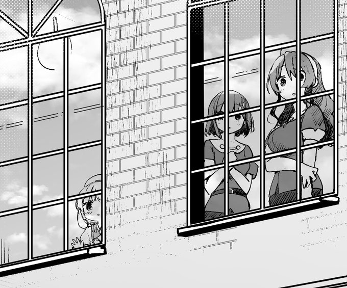 扉絵の小さくて潰れてるところをちょっとトーン処理OFFしてアップにしたよ。
左は御蔵ちゃんと、右は羽黒さんと足柄姉さんでした 