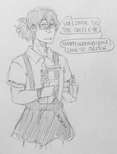 Thinking about expanding on a Cat Cafe au based on an old drawing prompt... 