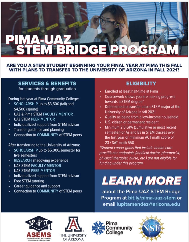 UaPcc's tweet photo. @pimatweets Support for low income and students of color in STEM - spread the word! https://t.co/DzSWdZU42l