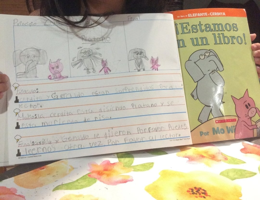 MsCanoP's tweet photo. What a great job at retelling a story. Our  friend drew a picture of the B, M, and E. Then, she wrote a complete sentence for each of her drawings. K going into 1st 👏❤️.
#LISDECSummerSchool #LISDathome #LISDpk https://t.co/eat8k6FDPm