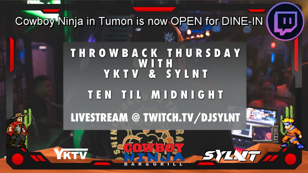 If y’all are bored tonight come thru have dinner <a href="/cowboyninja_671/">Cowboy Ninja</a> 

<a href="/DJYKTV/">YKTV</a> and I will be playing from 10-12 yeee