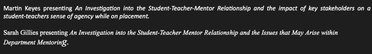 ColBrough's tweet photo. The penultimate conference day, and looking forward to hearing about these really interesting topics. This week has also been about the experiences of the 4th years on their dissertation journey @Pe4Conference in @MorayHouse as #EdBudds across all years. https://t.co/hVI65L55cq