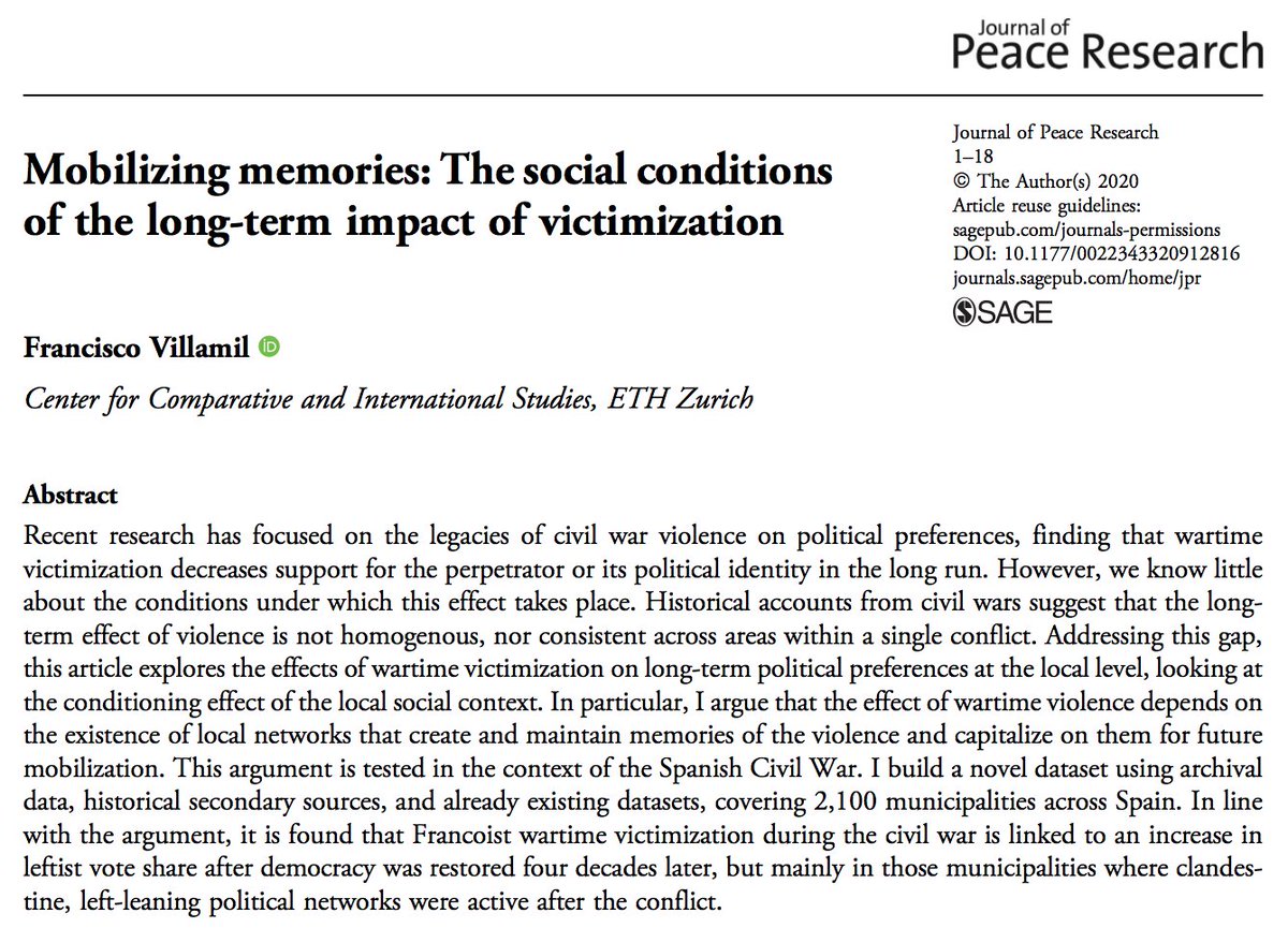 Just published: 'Mobilizing memories: The social conditions of the long-term impact of victimization' doi.org/10.1177/002234…