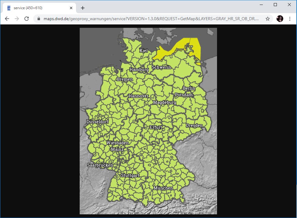 geoObserver_'s tweet photo. Wetterwarnung: WMS-Dienst des DWD https://t.co/a3XmzAnPJi @DWD_presse #wetter #wetterwarnung #wms #ogc #geoservice #geodienst #gis #geo #geoobserver # https://t.co/gnQ8wgOBxI