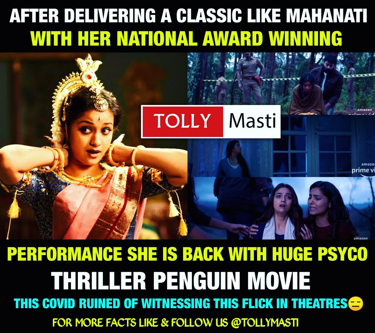 tollymasti's tweet photo. ๐๐๐ Acting
#PenguinTrailer #PenguinOnPrime #KeerthySuresh #Penguin #penguintrailerlaunch #Keerthy #PenguinBTS https://t.co/JE35PtjfLe