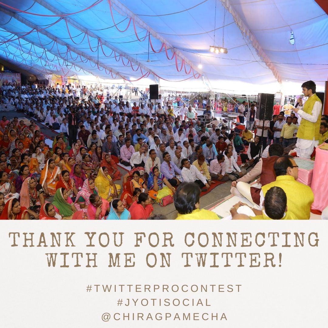 chiragpamecha's tweet photo. Thank you all my friends for connecting with me on Twitter.
Need all your love and support to win this contest !!
@JyotiSocial 
#twitter #twitterposts #Twittergram #TwitterFollower #twittercontest #chiragpamecha #jyotisocial #twitterprocontest #India #TrendingNow #Trending https://t.co/TqBly05Y79