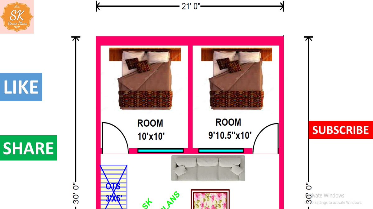 HOUSE PLAN 21' X 30' / 630 SQ.FT / 70 SQ.YDS / 59 SQ.M / 70 GAJ / WITH I...  https://t.co/Lq4gA4Kx2x via @YouTube #newhouseplan  ----------------------------------------------- #houseplan #housedesign  #homeplan #homedesign, image size:1200x675