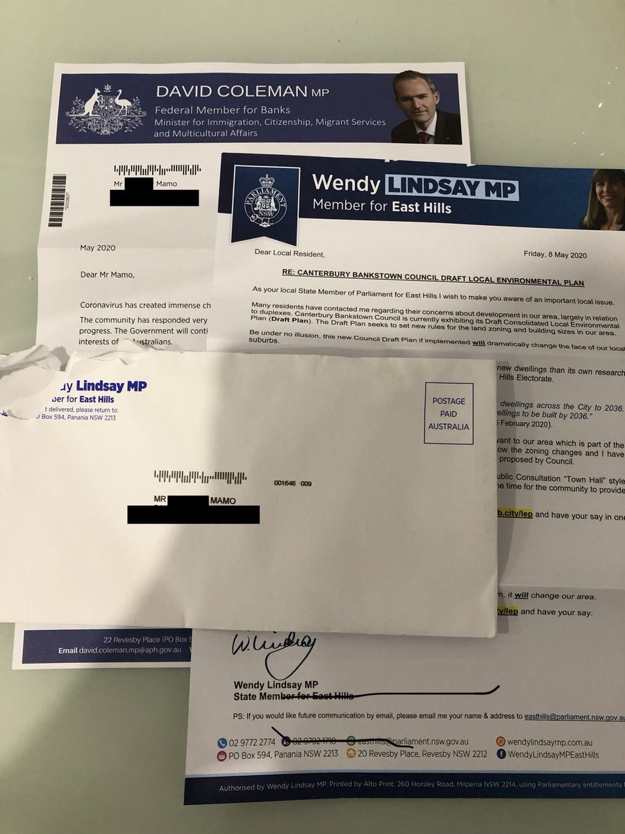 Why is it that both the state and federal members for my electorate always write to my husband but never to me? Women are still allowed to vote yeah? @DavidColemanMP <a href="/GladysB/">Gladys Berejiklian</a> (and yes I’m on the electoral roll in this area)