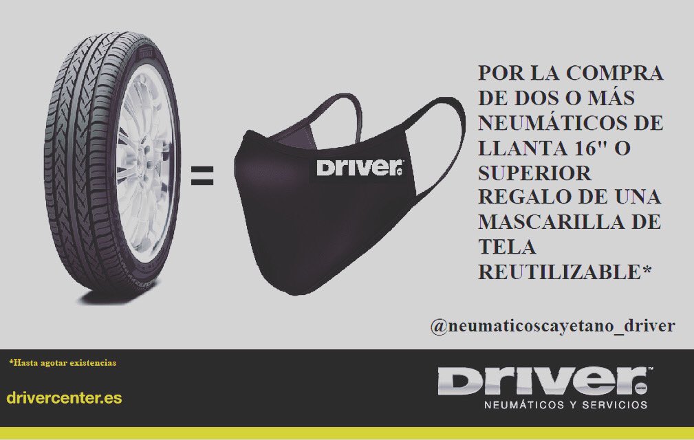 DriverCayetano's tweet photo. ¡Por la compra de dos o más neumáticos de llanta 16” o superior de regalo una mascarilla de tela reutilizable! 
Porque nos preocupamos por la seguridad de nuestros clientes 
#seguridad #proteccion  #mascarillas #promociones #loimportantesonlosclientes https://t.co/jtYVnAiPXO