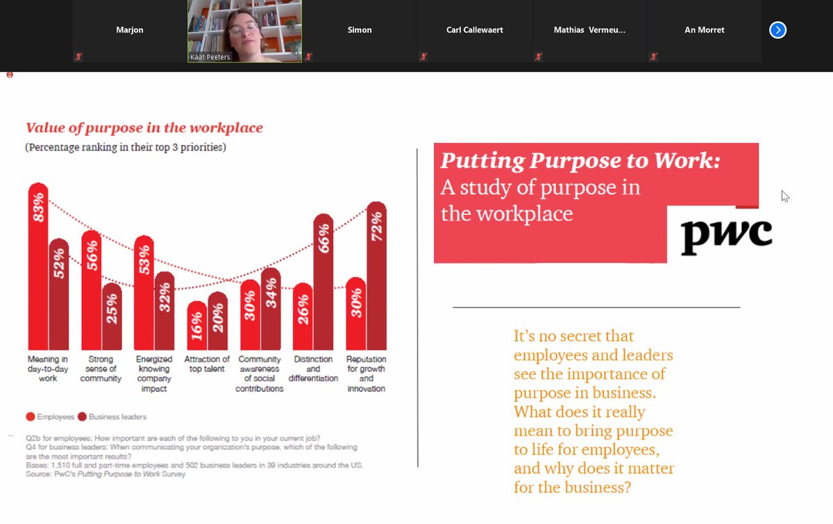 Kaat Peeters vertelt in de VOV-Book&amp;Breakfast over haar boek 'Leaving a legacy - grow your social impact' uitgegeven bij <a href="/dieKeure/">die Keure</a> : "Uit onderzoek van <a href="/PwC/">PwC</a> blijkt dat 83% van de werknemers #betekenis het belangrijkst vindt in hun job." #socialimpact #vovpitstop