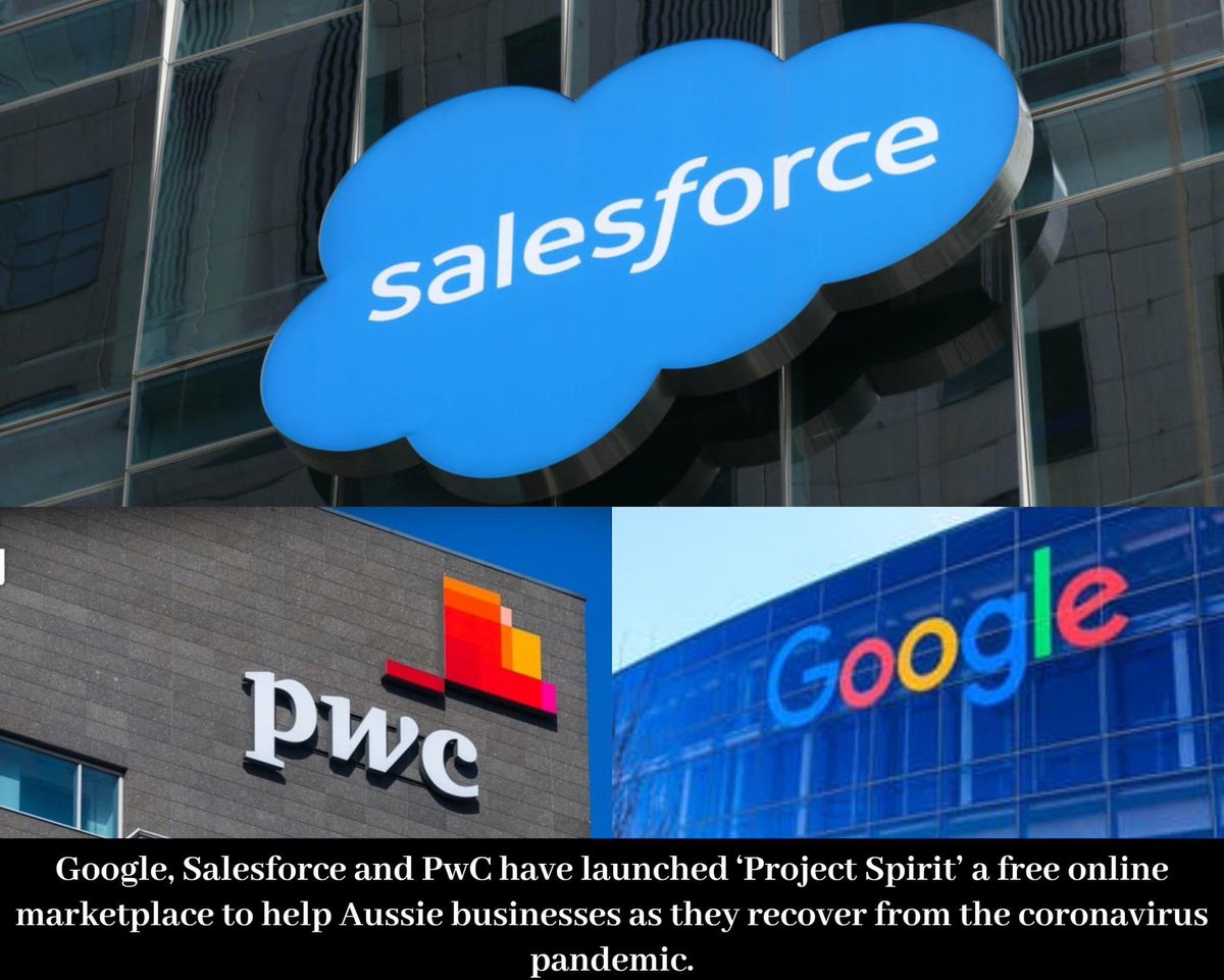 Google, Salesforce, and PwC have launched ‘Project Spirit’ a free online marketplace to help Aussie #businesses as they recover from the #coronaviruspandemic.
#Salesforce #Google #PWC