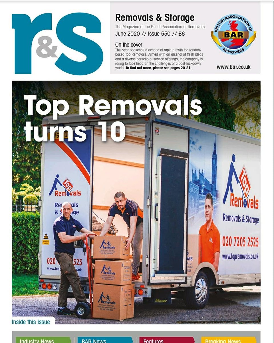 TopRemovals's tweet photo. After 10 years of actively serving individuals and companies, we got our second magazine cover. This time we are in the June edition of the Removals &amp; Storage Magazine. 
#topremovals
#magazinecover
#10yearsold https://t.co/11ocuVFAO4