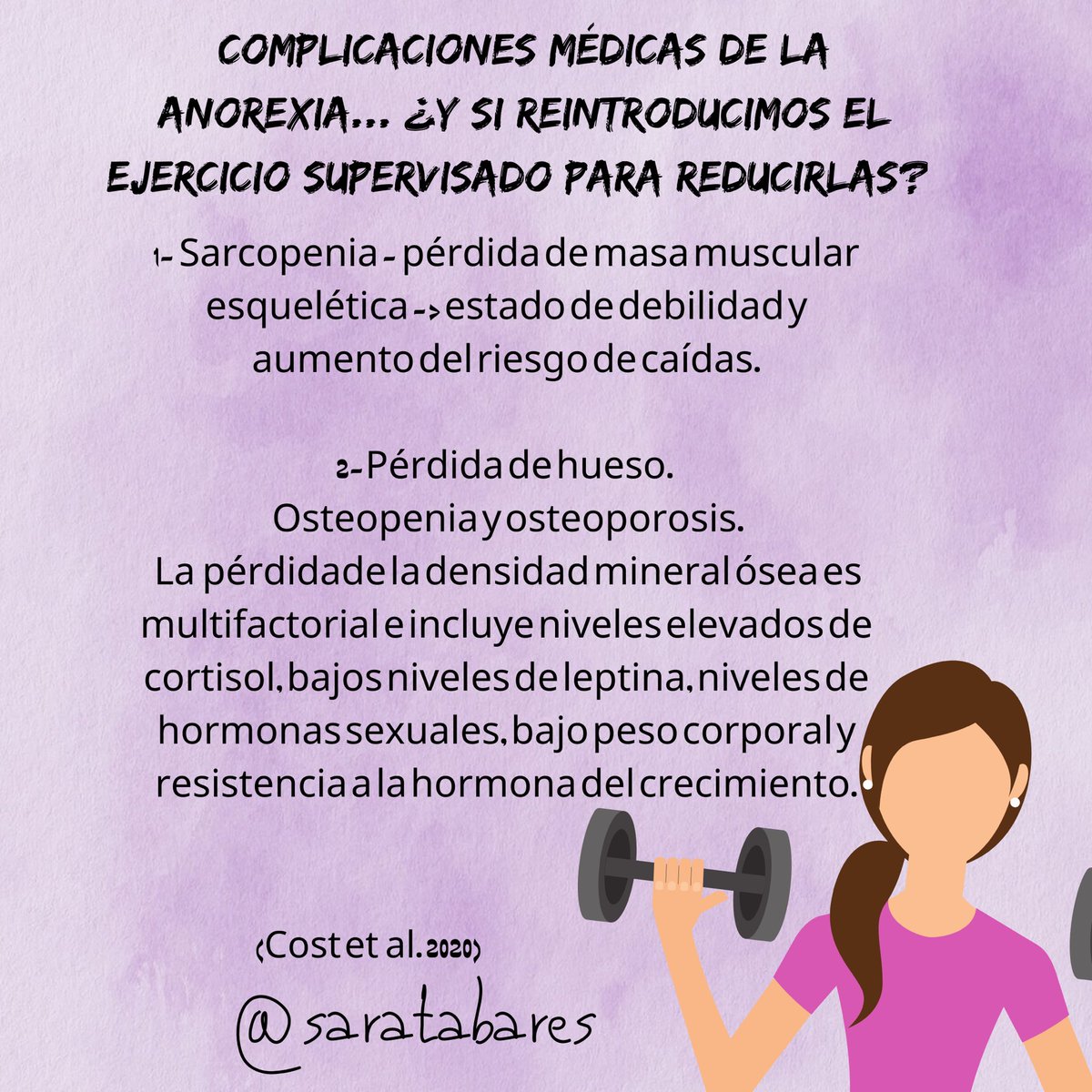 saratab's tweet photo. Las pacientes se quedan con un mayor riesgo de fracturas por FRAGILIDAD, incluso  después de que su anorexia haya remitido.Fragilidad implica vulnerabilidad. El entrenamiento de fuerza supervisado y planificado la disminuye.Nos permite hacer lo que nos de la realísima gana. https://t.co/U8eRYhdJ8n