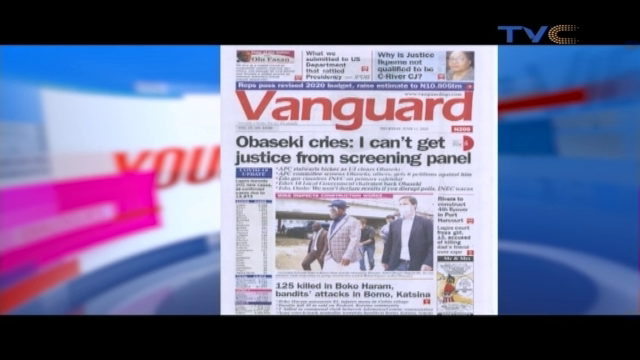 TVCconnect's tweet photo. Newspaper #FrontPageReview
>FG declares war on rapists
>Lagos court frees 15-yr-old girl accused of killing dad’s friend over rape
>Boko Haram, bandits kill 99 in Borno, Katsina attacks
>Reps pass 2020 Revised Budget, raise estimates to N10.805trn
#YourViewTVC https://t.co/l4rV67uiLs