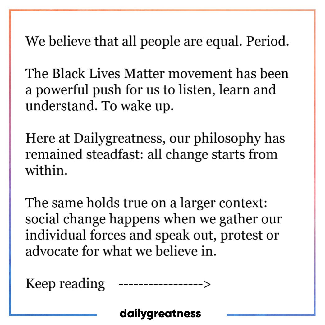 dailygreatness's tweet image. What we are witnessing right now in the world is not only a racial issue; it's a human issue.
In the wake of these events, we challenge you to take time for an honest and personal inventory. Keep reading &amp;gt; bit.ly/37lV3dc

#dailygreatness #blacklivesmatter #alllivesmatter