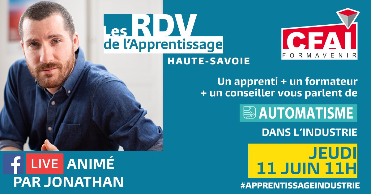 [🎧Live - RDV de l'Apprentissage #AUTOMATISME #ROBOTIQUE
⌚️RDV à 1️⃣1️⃣H pour découvrir le parcours de Maxime passionné de robot.
‼️Tchat en direct pour poser toutes vos questions ‼️
facebook.com/events/2458199…