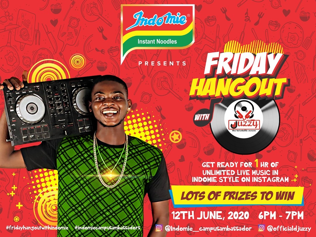 Indomie_CA's tweet photo. This Friday, we are serving FUN and lots of games to you LIVE!!!
It's the Indomie Friday Hangout with DJ UZzzy live on IG 😍🤩😍🤩. 

Join us this friday for 1 hour of non-stop hits and games 💃🏾💃🏾💃🏾✨on @Indomie_campusambassador page. Lots of prizes to be won! https://t.co/nsBOPsL9OJ