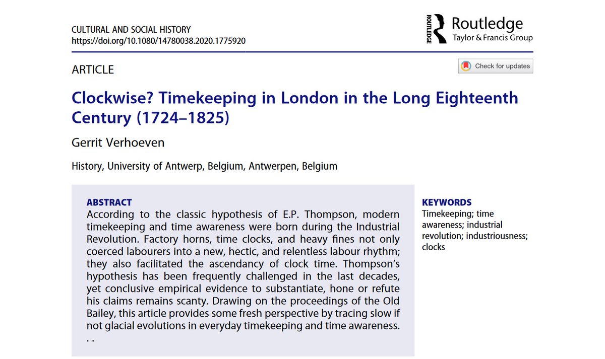 CultSocHistory's tweet photo. We've just published a new article online: Gerrit Verhoeven, 'Clockwise? Timekeeping in London in the Long Eighteenth Century (1724–1825)'

Read it here: https://t.co/HGLU563Tfj https://t.co/qSPR27MYXI
