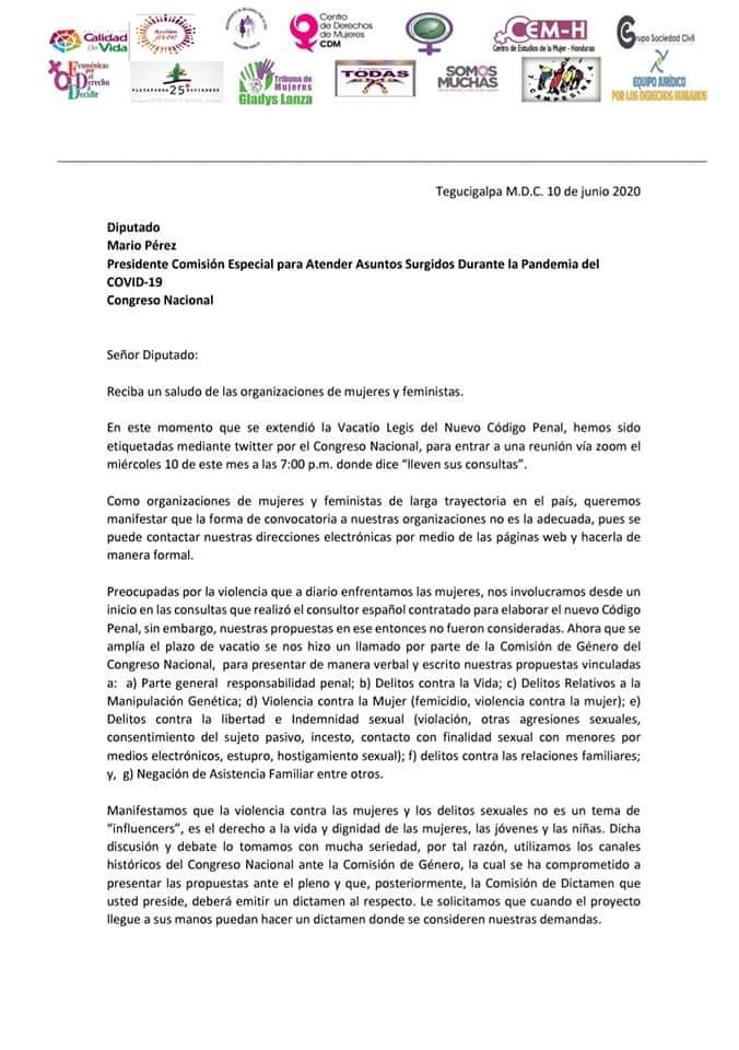 JLencas's tweet photo. Nota de las organizaciones de mujeres y feministas  sobre el #CódigoPenal por la convocatoria via twitter realizada por el CN #LaVCMNoEsUnTemaDeInfluencers  #nosqueremosvivas https://t.co/YH5H63rGlH