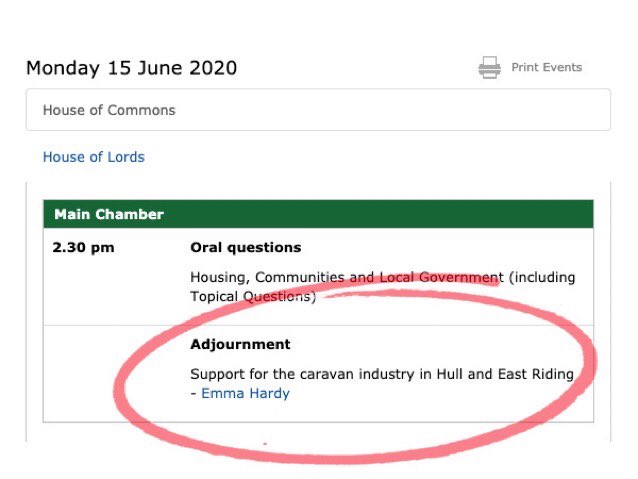 Key debate on Monday: caravan manufacture in Yorks &amp; E Riding

We ask our rural &amp; coastal MPs to join ⁦@EmmaHardyMP⁩ as it is supply chain which supports holiday &amp; touring parks, &amp; thereby the jobs, business &amp; communities we sustain in constituency 

#ProtectTourismJobs 🙏