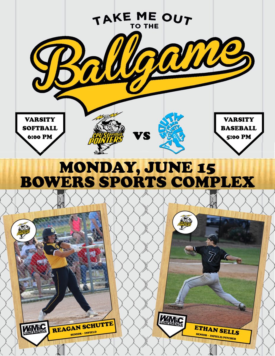 mschrocka's tweet photo. THEY"RE BACK!  @CoachTyler12 and @CpuSoftball will host doubleheaders against South Tama County on Monday, June 15 at the Bowers Sports Complex. Baseball throws the first pitch at 5pm, softball throws the first pitch at 6pm.  #CPUBaseball #CPUSoftball #SPP #SeeYouThere https://t.co/rKiggHDRD3