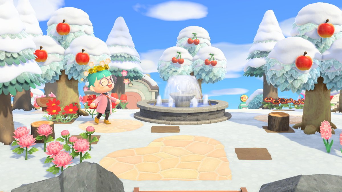 cupofmilo's tweet photo. My entrance is covered with snow #AnimalCrossing #ACNH #NintendoSwitch https://t.co/MCNcthiCs8