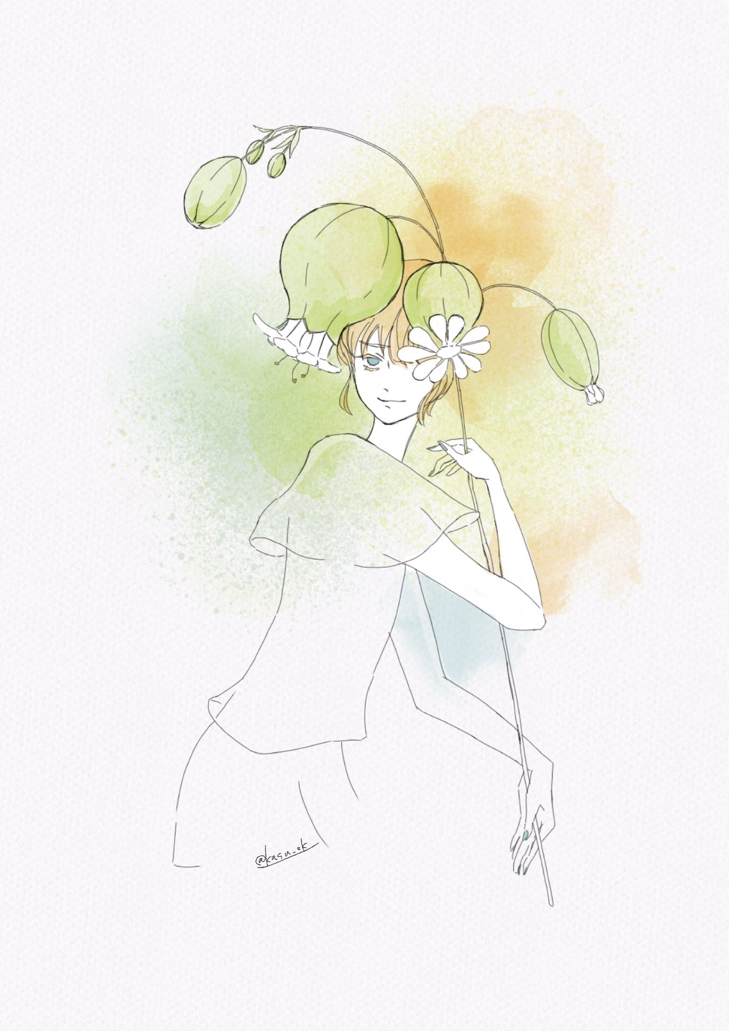 えカス グリーンベル 花言葉 偽りの愛 創作イラスト えカス グリーンベル 花言葉 偽りの愛 創作イラスト