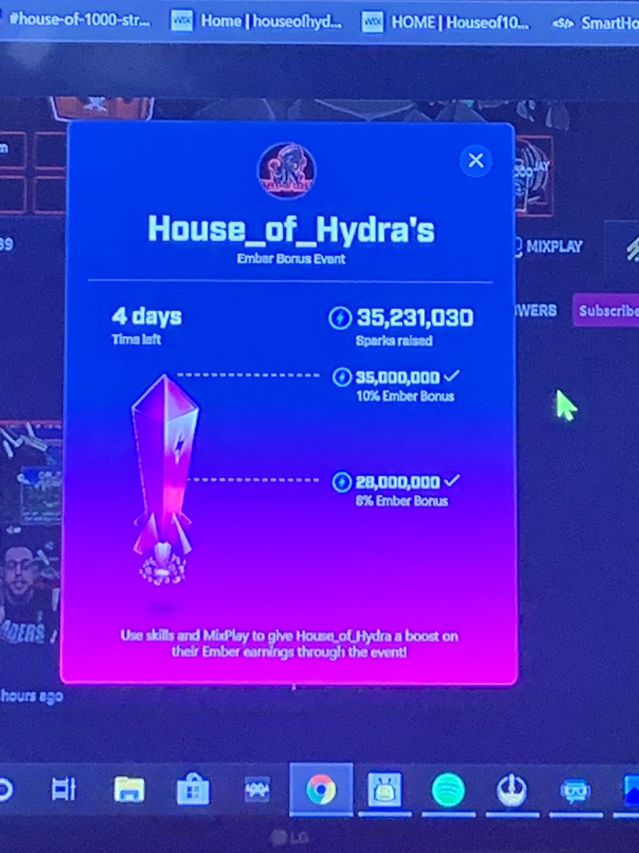 houseofhydra's tweet image. First night as partner maxed out the spark jar 35.2 million in 3hours and 28mins with 106 subs our community is the best and we will continue to grow. Watch out!! Thank you again!
@1000Streamers @HouseofHydra @SMITHxNC #Mixer #mixercommunity #MixerPartner
