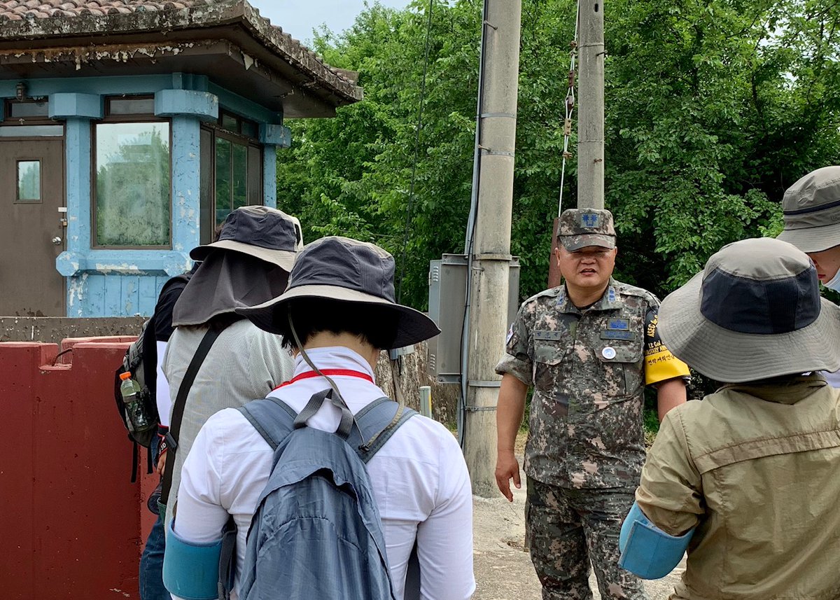 UN_Command's tweet photo. UNC's support to ROK Cultural Heritage Administration surveys continued this week at the #JointSecurityArea. Our multinational team escorted officials & researchers as they documented sites of sociohistorical significance, including #ConferenceRow & the #BridgeofNoReturn. https://t.co/XmZ0KwQ2lV