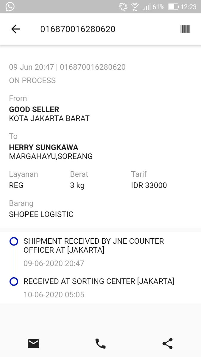BarthzHS's tweet photo. @JNECare mohon bantuannya untuk cek dan ricek paket dgn nomor 016870016280620. Sudah 2 hari statusnya tidak berubah. Tks https://t.co/IfMAXQgHmP