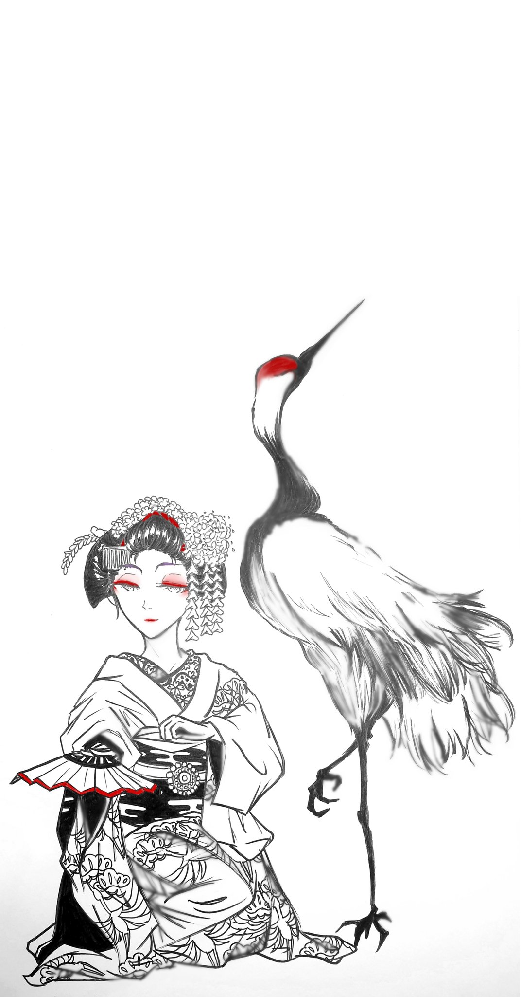 クロム 着物女子と動物 舞妓と鶴 遊女と虎 芸妓と鹿 水墨画 水墨 墨絵 落書き イラスト 絵 絵画 着物女子 動物 T Co A8xyu6wi40 Twitter