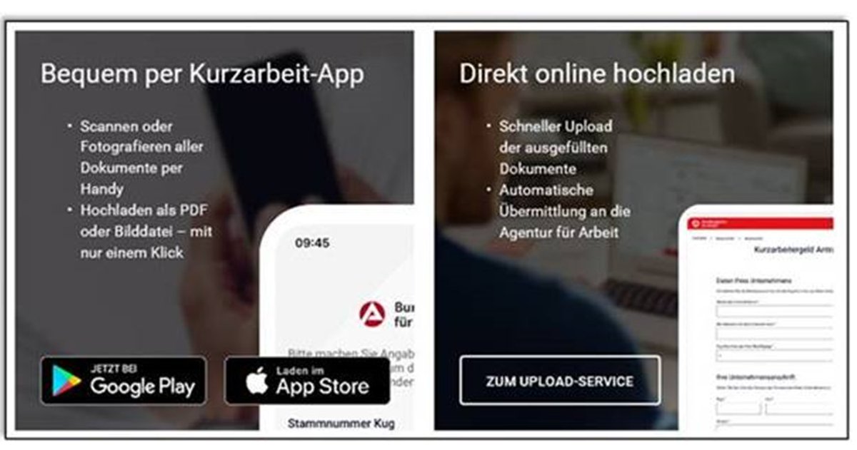 Künftig können Arbeitgeber Kug-Anträge und Dokumente über eine Kurzarbeit-App oder den Link arbeitsagentur.de/m/corona-kurza… hochladen. Die Digitalisierung schreitet voran. Sehr gut. #Berlin <a href="/docfranzke/">Dr. Stefan Franzke</a> <a href="/_breitenbach/">Lukas Breitenbach</a> <a href="/Uwe_Lutz_/">Uwe 🕊🇪🇺🇩🇪🏳️‍🌈</a>