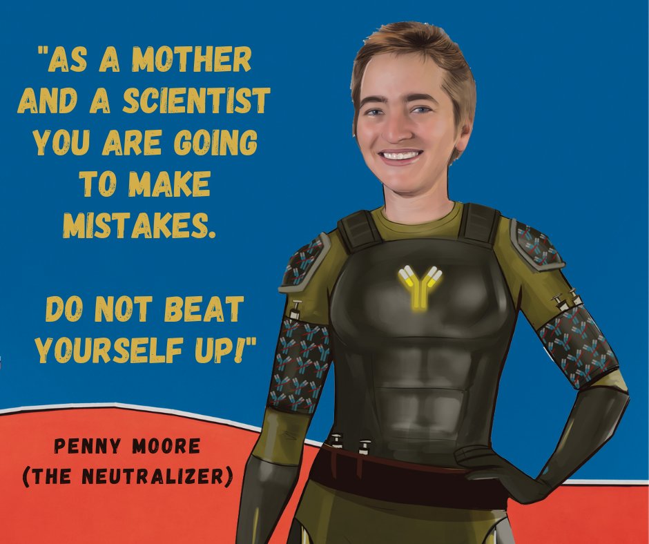 GenderEquitySci's tweet photo. "You will make mistakes as a mother and scientist. Don't beat yourself up!" Great advice from the indomitable Penny Moore (not on Twitter) AKA The Neutralizer, a leading expert on HIV neutralizing antibodies @nicd_sa & @WitsUniversity. @SciSuperheroes #GenderEquityInScience 💫🇿🇦 https://t.co/qbsNyFdNM0