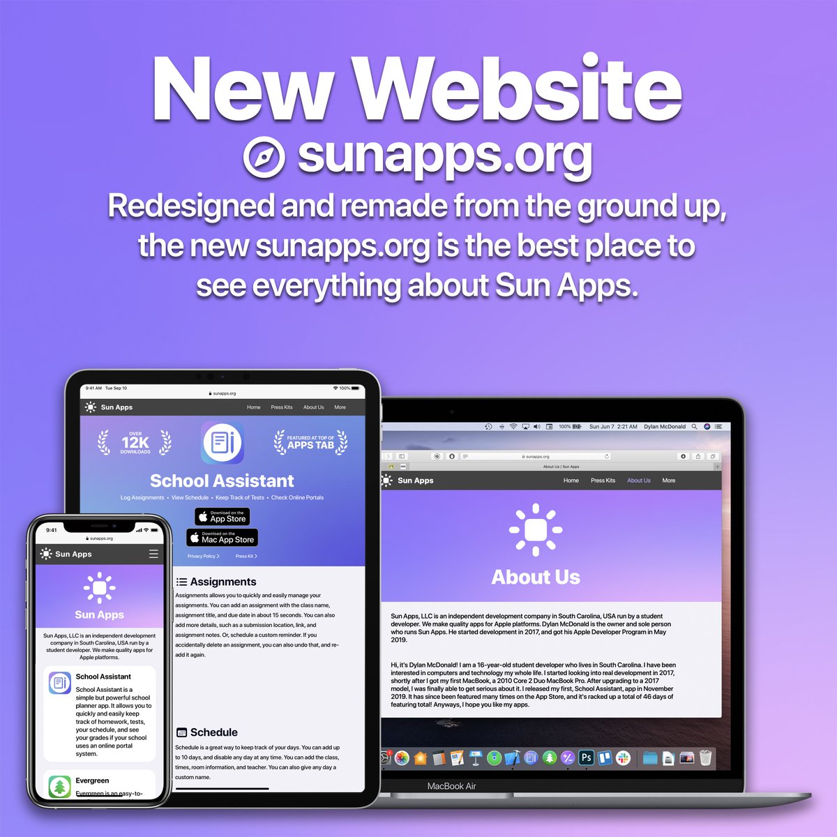 SunAppsLLC's tweet photo. We have two exciting things to announce today:

1. The new https://t.co/UzcEKJCF1M is finally live! It's an all-new design and we hope you will like it.

2. Every event, we do a Keynote Bingo sheet. Well, for WWDC, we're releasing a whole resource pack!
https://t.co/nJCnVvbZbx https://t.co/5ZRdNbLAHv