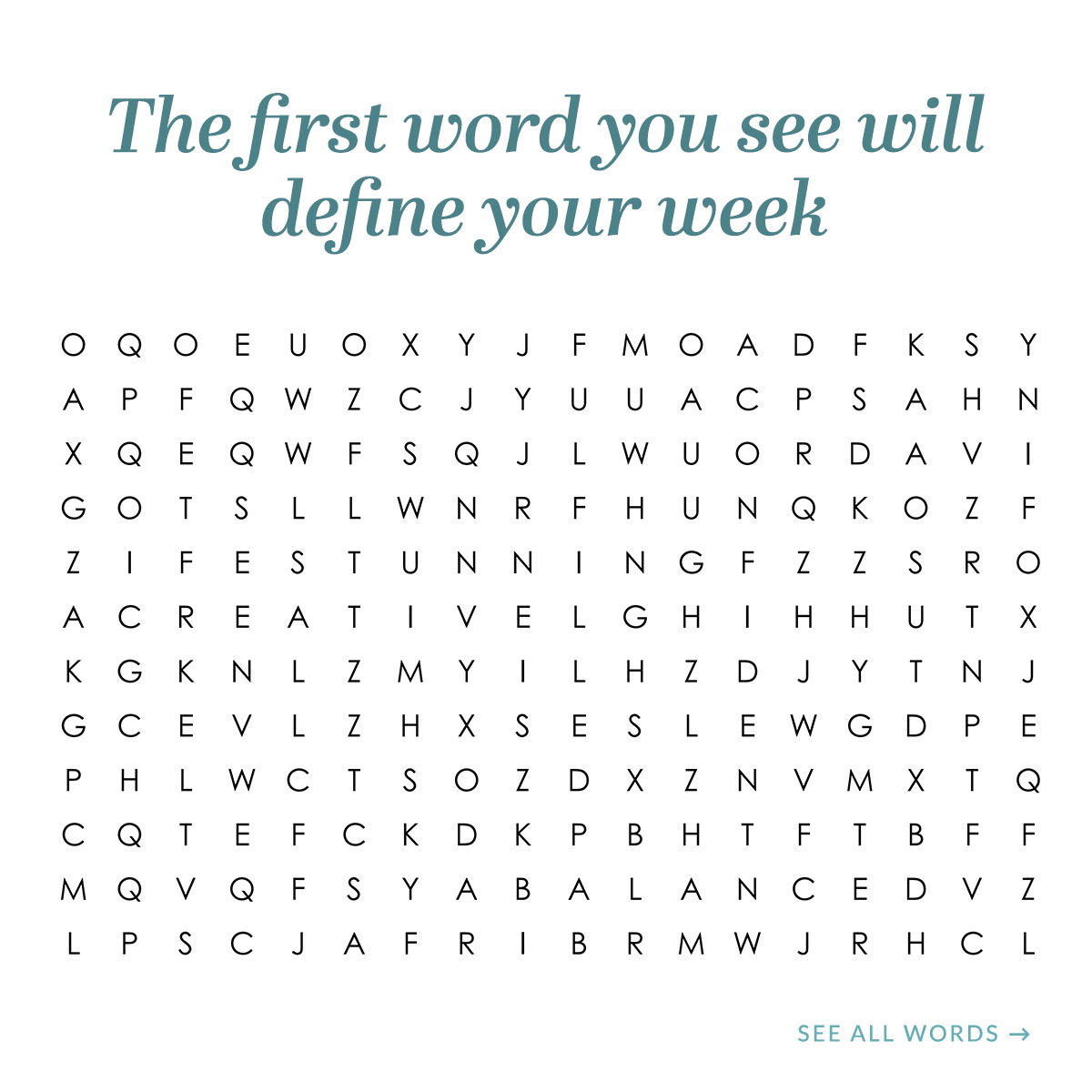 evvobody's tweet photo. Let’s play 🔎Whichever word you find first will define your week. Share your word in the comments and tag a friend to play, too! https://t.co/bBNpjx7N48