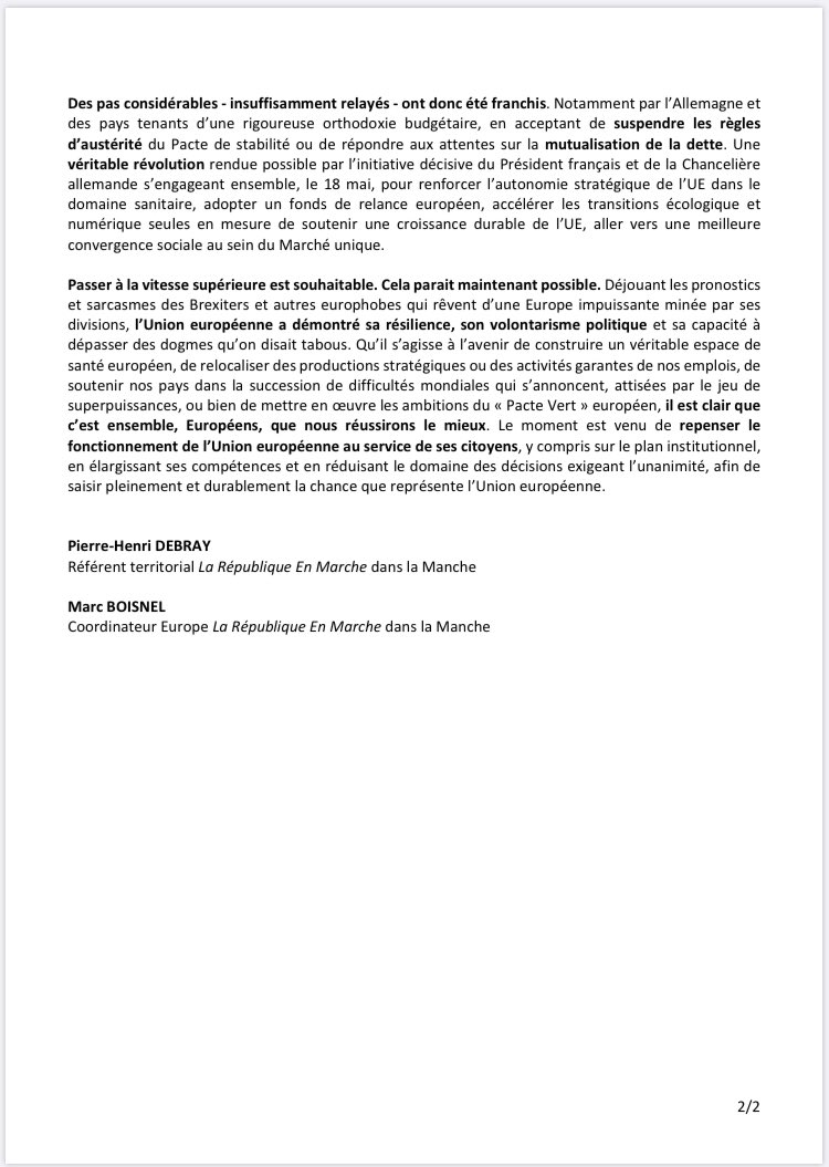 🇪🇺 Retrouvez notre Tribune « L’Union européenne : une chance à saisir ! » qui revient sur l’action décisive de l’UE ces derniers mois pour sortir de la crise👇🏼
<a href="/PH_Debray/">Pierre-Henri Debray</a> @M_Boisnel
