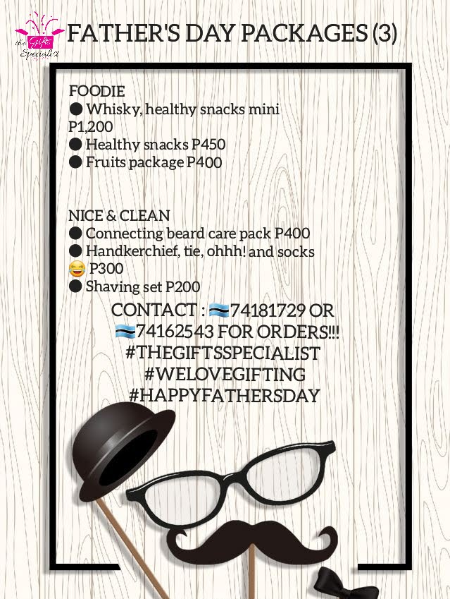 GiftsSpecialist's tweet photo. The Gifts Specialist presents to you Father's Day (21 June 2020) gift packages. 🎁
‼ ORDERS CUT OFF DATE IS 18 JUNE 2020‼
CONTACT📲: 74181729 OR 74162543 (call/WhatsApp)‼
PLEASE RT 🎁🎉🎊💃💃
#giftingwithlove #thegiftsspecialist #NtshalamoragoBW #FathersDay #giftsplug https://t.co/x7Mz9G4IdG