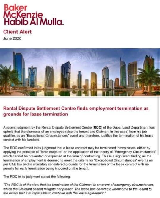 ComptConveyance's tweet photo. Big News from Rental Dispute Center, loss of employment has been judged as "emergency circumstances" meaning you can break your lease at anytime, no penalty! 

#rentaldispute #rdc #dubailanddepartment #dubairealestate #dubaiproperty https://t.co/9ZVF1FSNS7