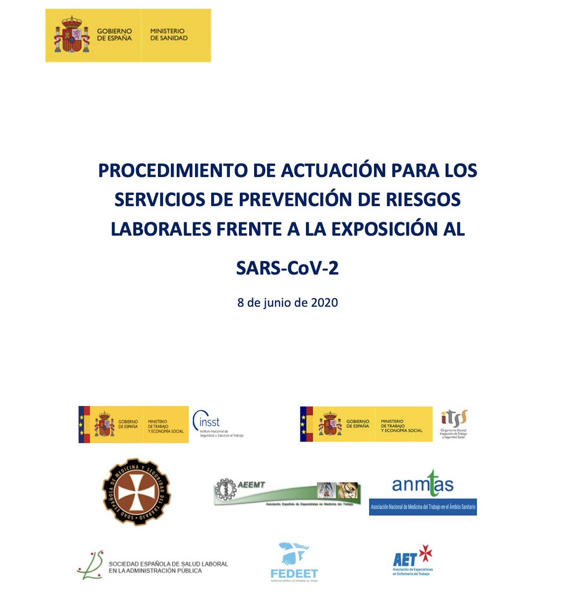 OPTIMIZAPROCESS's tweet photo. Se actualiza el Procedimiento de Actuación para los Servicios de Prevención de Riesgos Laborales frente al Covid-19 👉 https://t.co/R8QfXBQWQv https://t.co/6NFrqcuf20