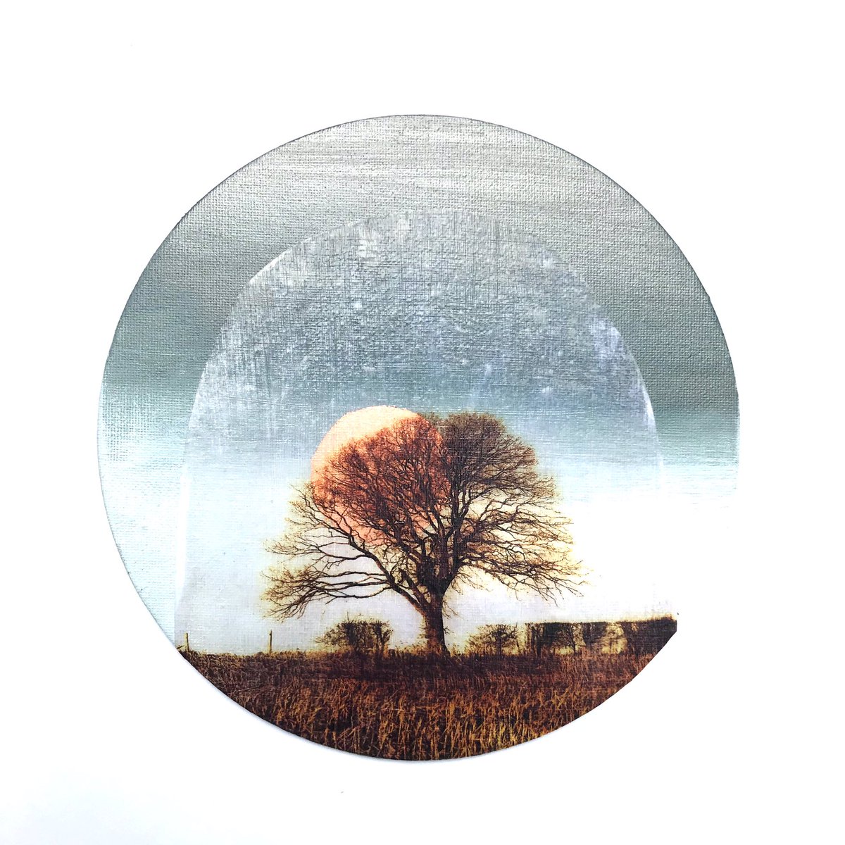 LouBoydArt's tweet photo. High hopes for these little circular canvas boards - a new direction for the Solstice Series. They are in the early stages but I’m getting a good feeling about them and already looking at framing options...
#workinprogress #experiments #solsticeseries #collage #painting https://t.co/GjtJRUimGz