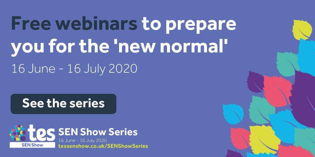 Exciting news! You can now enjoy a month-long programme of free webinars with expert speakers 🎉

Starting next Tuesday, the #SENShowSeries will impart top tips and strategies to prepare you for the return to school in the #NewNormal.

See the series: bit.ly/2YpGm4y