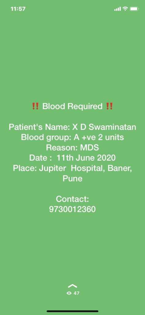 beingDJ's tweet image. #BloodDonation #BloodRequired #JupiterHospitalPune #ColumbiaHospitalBangalore #Pune #Bengaluru #BloodGroupOPositive #BloodGroupAPositive #SpreadTheWord