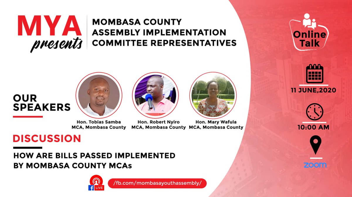 AdooSwaleh's tweet photo. @MombasaYouthA Join us this Today 11th June from 10:00am over zoom and our Facebook page as we engage with representatives of the Implementation committee of the Mombasa County Assembly as we discuss on county bills implementation. Supported by @IRI_Africa @MombasaYouthA https://t.co/mUWVRvgyJw